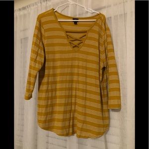 Mustard color quarter sleeve shirt